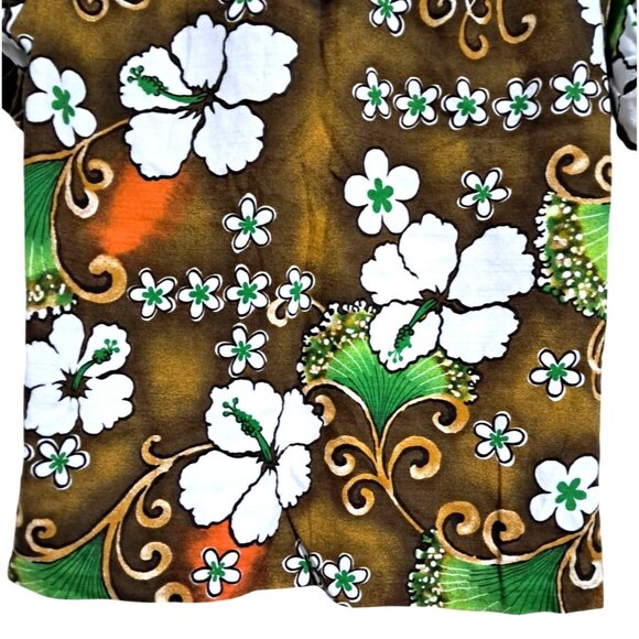 Vintage 1960s Hawaiian Aloha Shirt Sz M Made in Hawaii Metal Coin Buttons Habisc - Picture 8 of 9